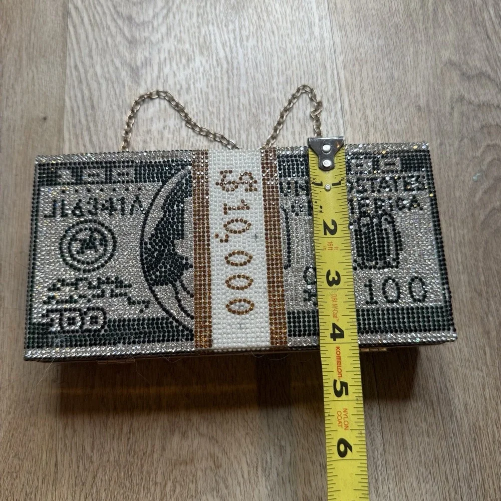 Creative Fashion New Money‎ Clutch Rhinestone Purse 10000 Dollars Stack Bags